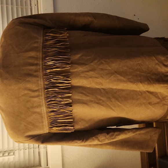 Taupe Suede Jacket with Fringe - Picture 4 of 5